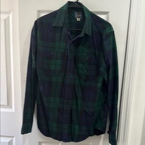 J. Crew Green and Blue Plaid Casual Button Down Shirt